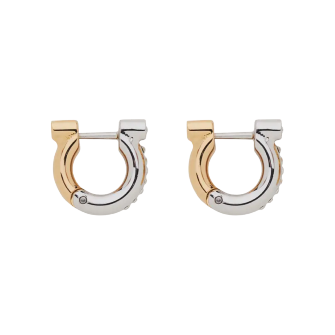 (W) 페라가모 간치니 크리스탈 이어링 골드((W) Ferragamo Gancini Crystals Earrings Gold) - 1