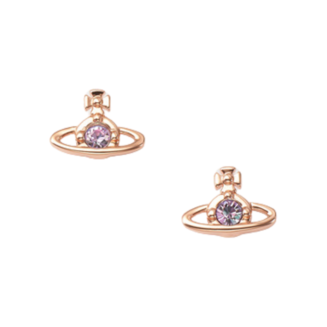 (W) 비비안 웨스트우드 나노 솔리테어 이어링 핑크 골드((W) Vivienne Westwood Nano Solitaire Earrings Pink gold) - 1