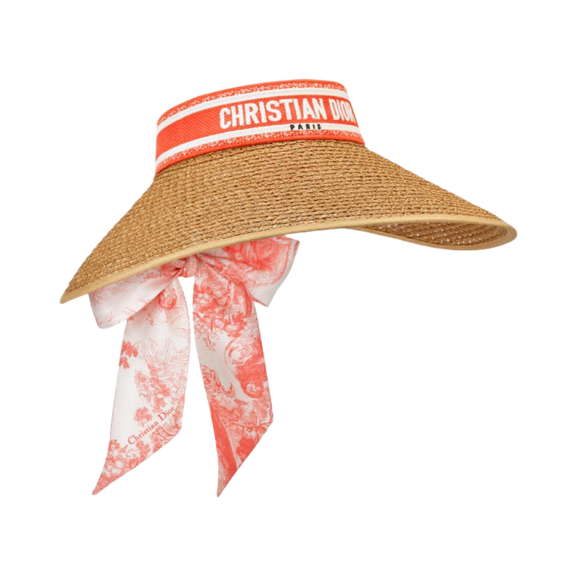 44VMT979A153-C264 (W) Dior Dioriviera D-Ocean Visor with Mitzah Coral White