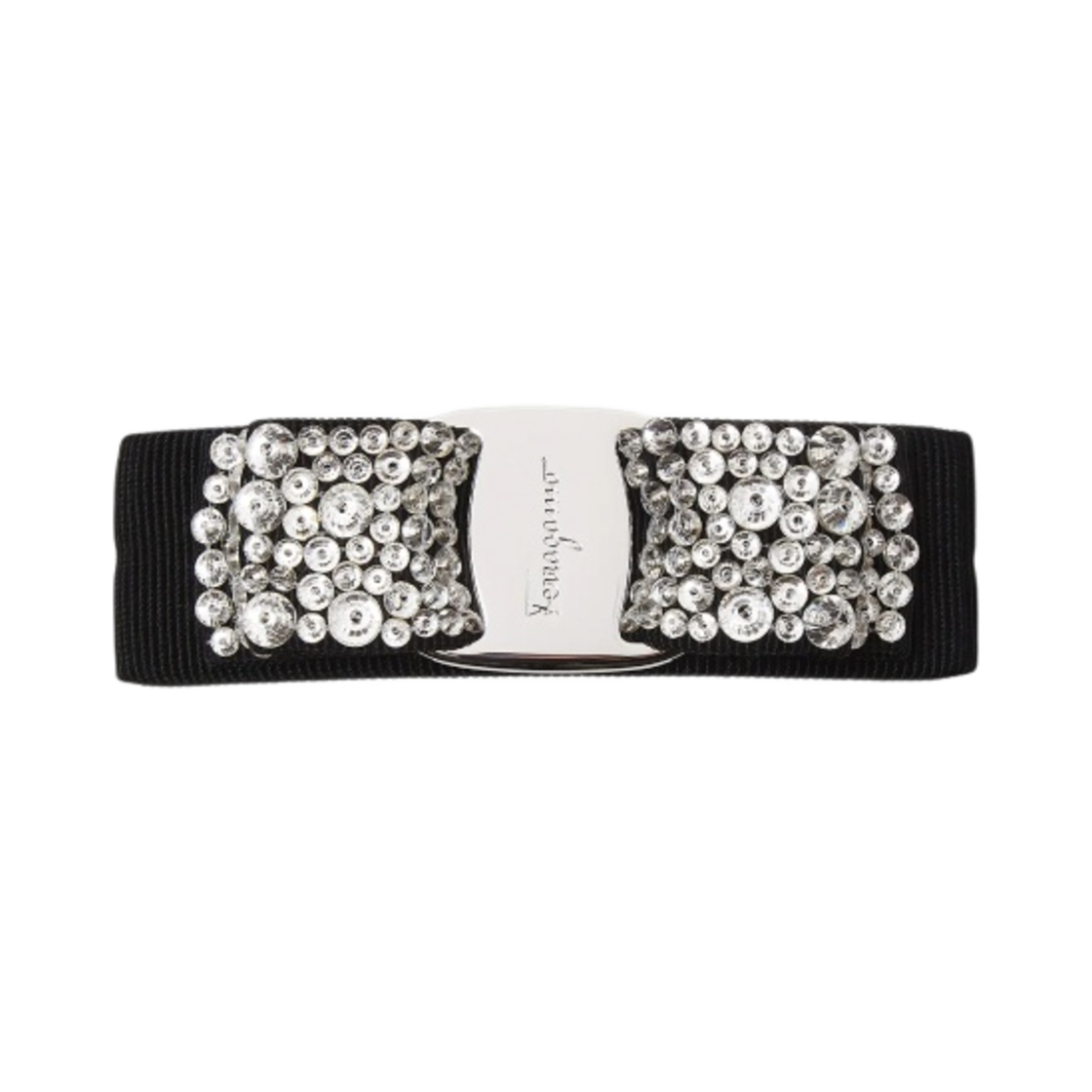 (W) 페라가모 바라 헤어 클립 블랙 실버((W) Ferragamo Vara Hair Clip Black Silver) - 1