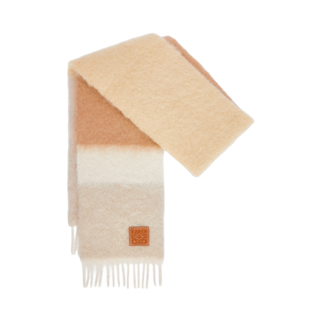 (W) 로에베 모헤어 울 머플러 라이트 베이지 멀티컬러((W) Loewe Muffler in Mohair and Wool Light Beige Multicolor) - 1