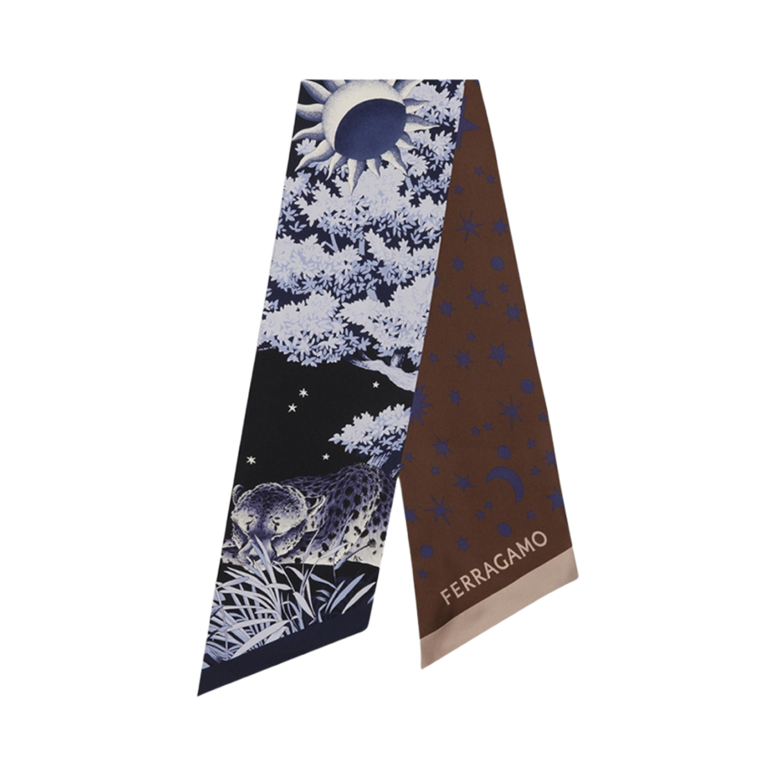 320913-775499 (W) Ferragamo Day and Night Print Silk Bandeau Blue Black