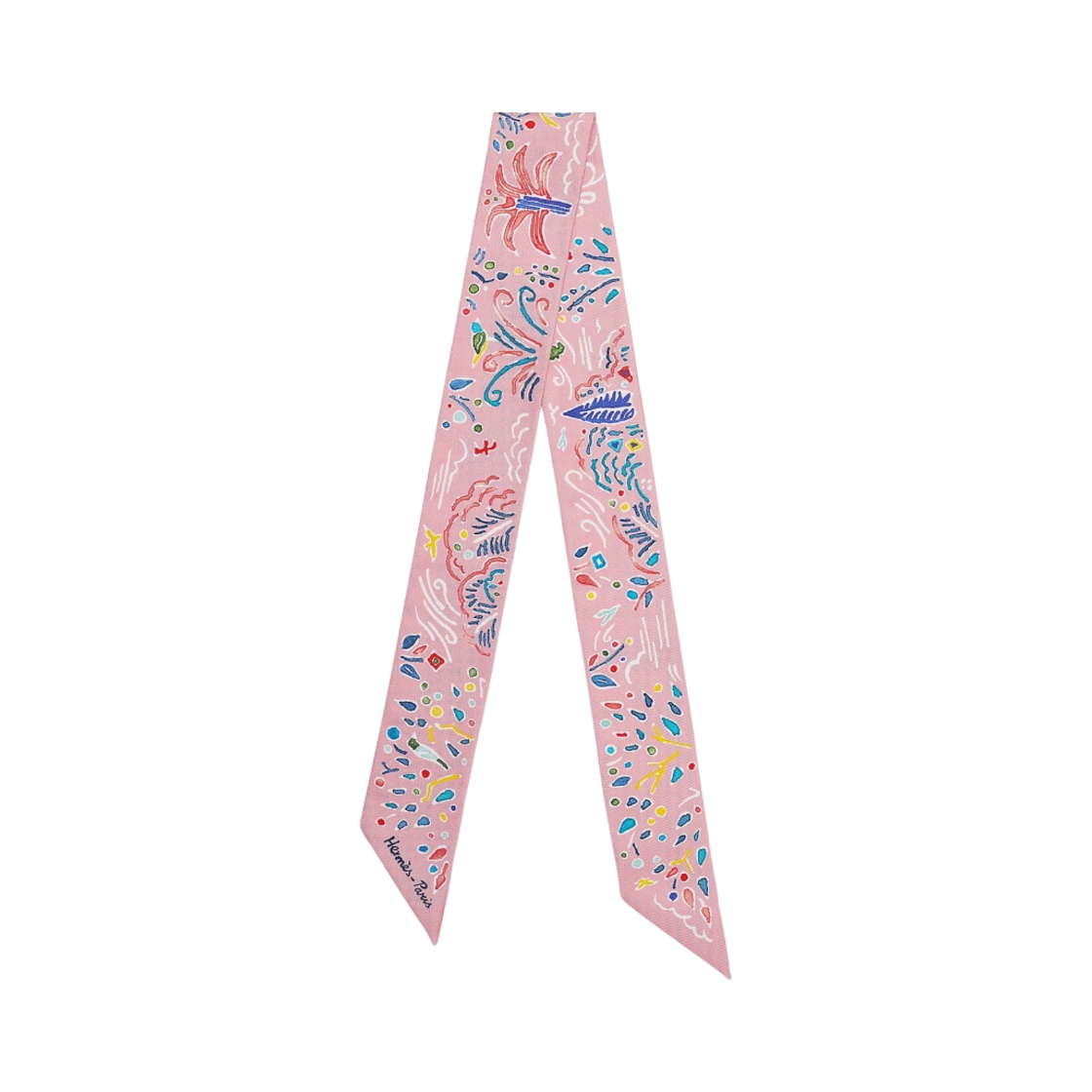 H063755S01 (W) Hermes Isola Di Primavera Twilly Rose Bleu Multicolore