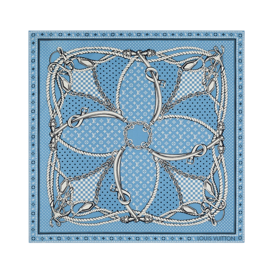 M79766 (W) Louis Vuitton Sailor Bandana Square 70 Light Blue