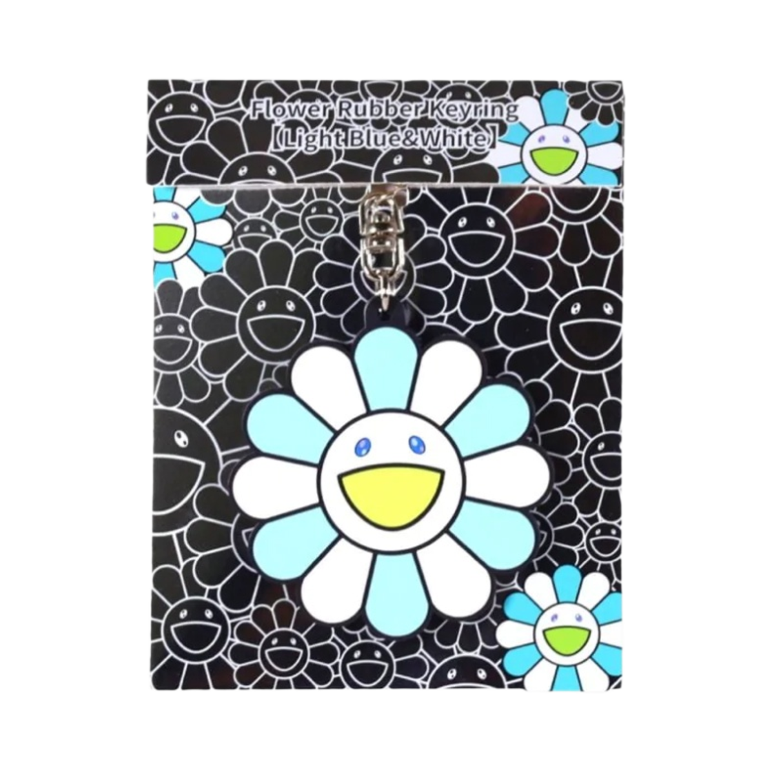 카이카이키키 플라워 러버 키링 라이트 블루 화이트(Kaikai Kiki Flower Rubber Keyring Light Blue White)