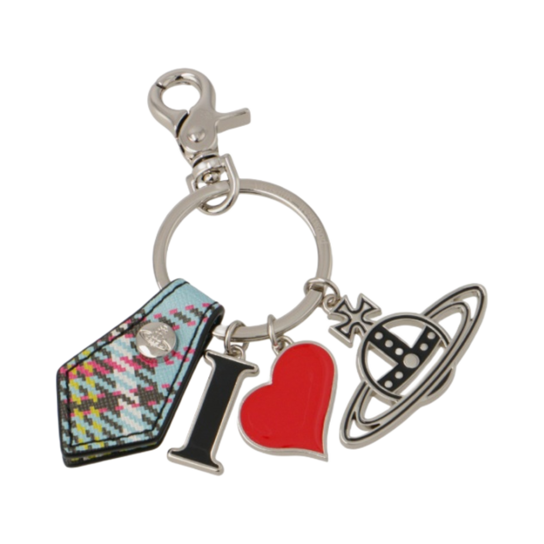비비안 웨스트우드 사피아노 바이오그린 아이 러브 오브 키링 맥켄디 타탄(Vivienne Westwood Saffiano Biogreen I Love Orb Keyring Mcandy Tartan) - 1