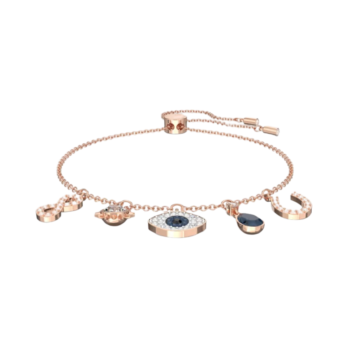 5497668 (W) Swarovski Symbolica Bracelet Infinity Evil Eye and Horseshoe Blue Rose Gold-Tone Plated