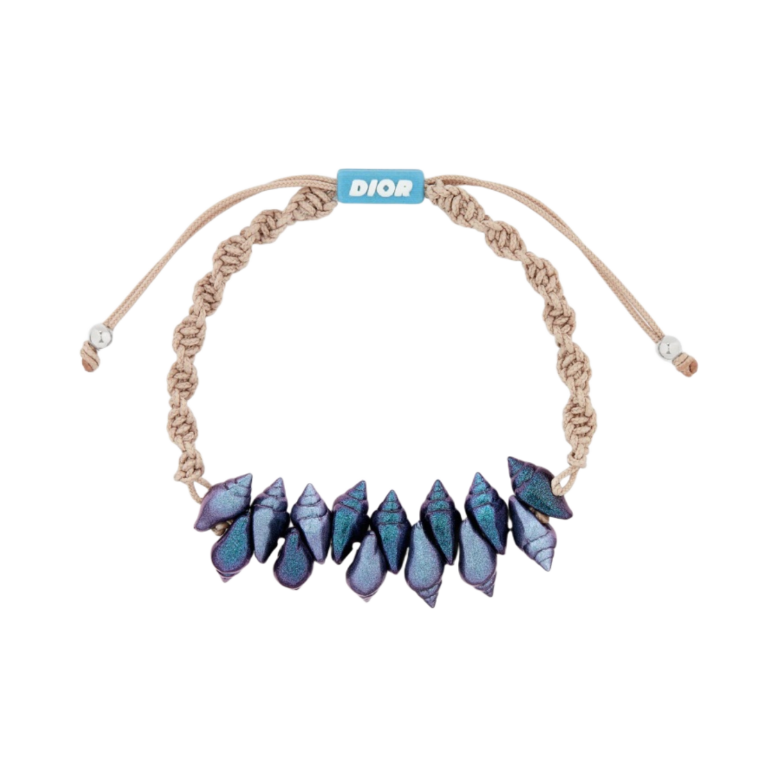 디올 브레이슬릿 베이지 업사이클 폴리에스터 실버 피니쉬 브래스 이리디센트 블루 레진(Dior Bracelet Beige Upcycled Polyester Silver Finish Brass Iridescent Blue Resin) - 1