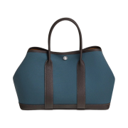 Hermes Garden Party 30 Verso Bag Officier Negonda & Palladium Bleu Tempete Sesame Ebene