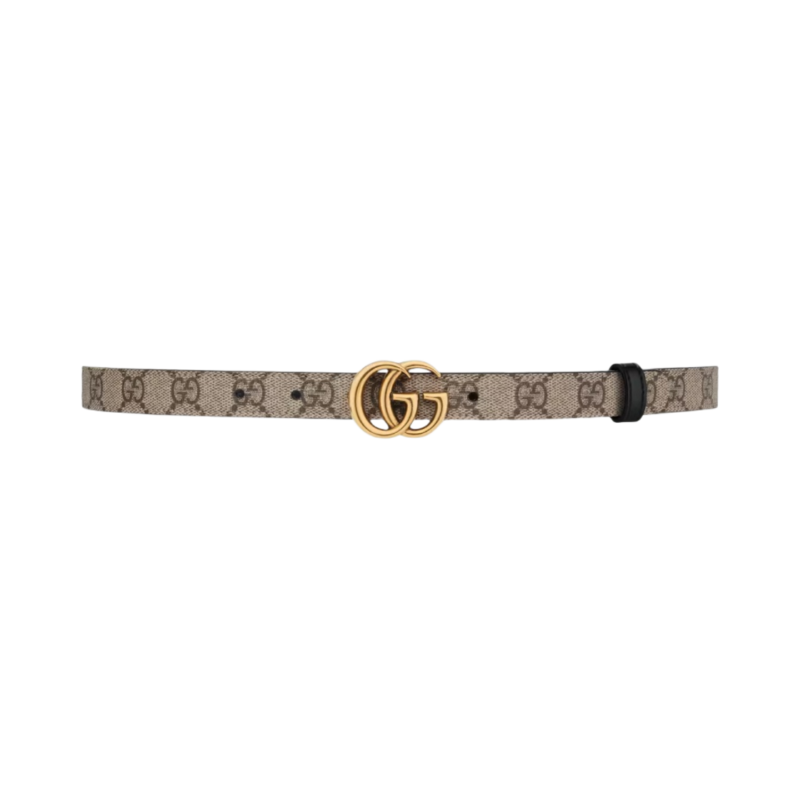 659418-92TIC-9769 (W) Gucci GG Marmont Reversible Thin Belt Beige Ebony Black