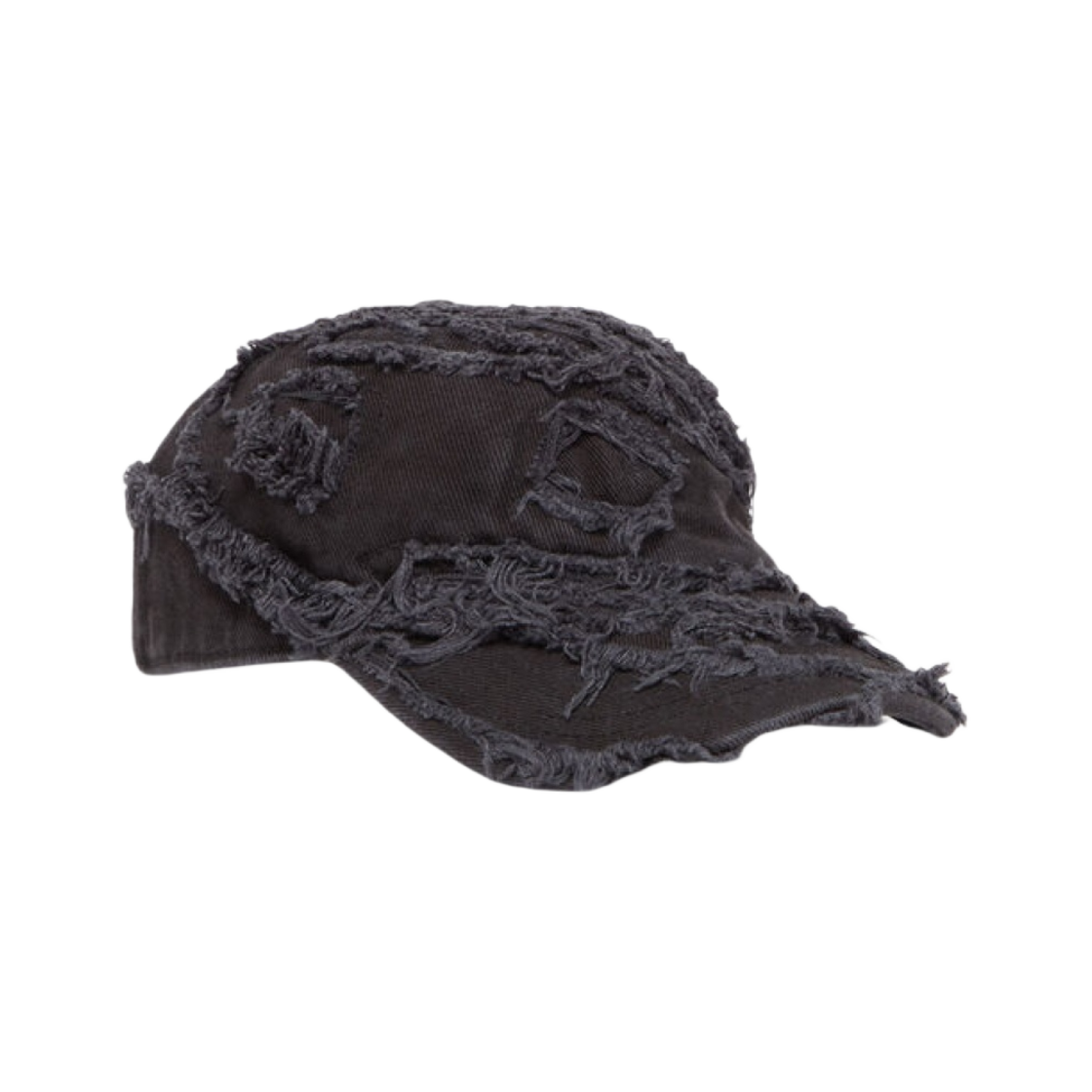디젤 C 오비스 프레이드 오발 D 로고 베이스볼 캡 블랙(Diesel C-Obis Baseball Cap with Frayed Oval D Logo Black) - 1