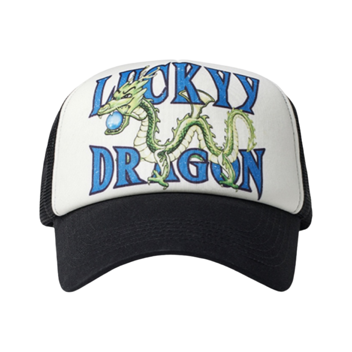 오픈 Yy 럭키 청룡 트러커 캡 블랙(Open Yy Lucky Blue Dragon Trucker Cap Black)