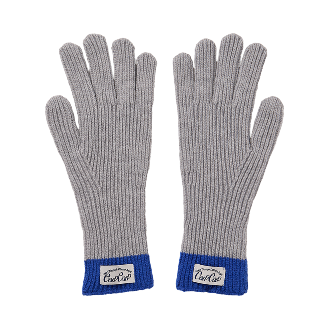 E2410_0353 earpearp Color Block Kint Finger Hole Gloves Grey
