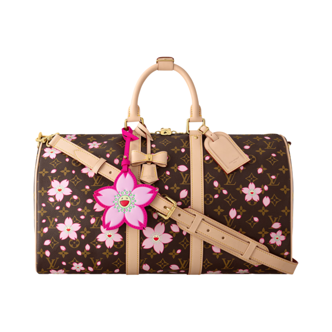 M13752 Louis Vuitton x Murakami Takashi Keepall Bandouliere 45 Sakura Brown