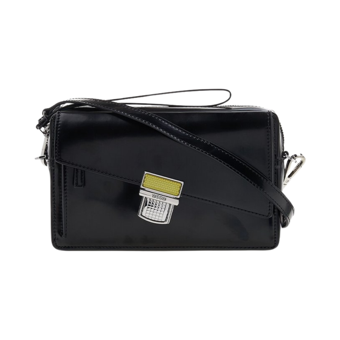 3341MDZ36-386-99 MSGM Slanted Click Bag Black