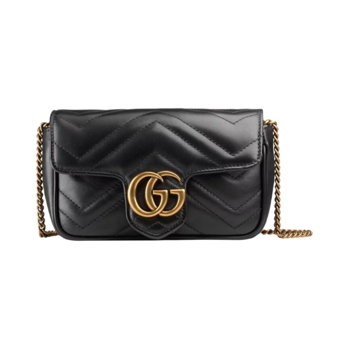 476433-DTDCT-1000 Gucci GG Marmont Matelasse Leather Super Mini Bag Black