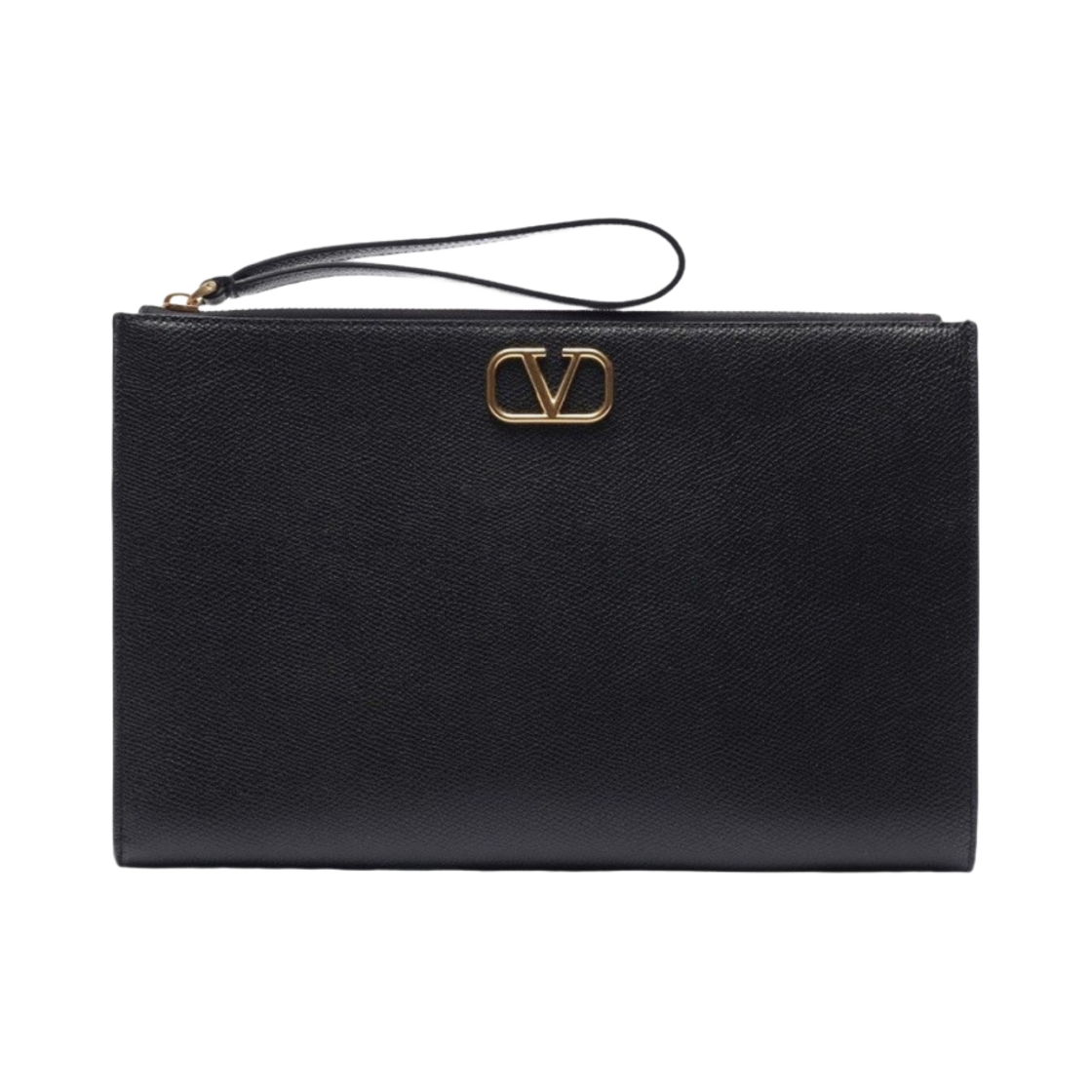 발렌티노 브이로고 시그니쳐 그레이니 카프스킨 파우치 블랙(Valentino Vlogo Signature Grainy Calfskin Pouch Black) - 1