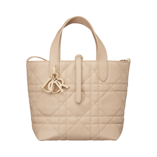 Dior Small Toujours Vertical Tote Bag Macrocannage Calfskin Powder Beige