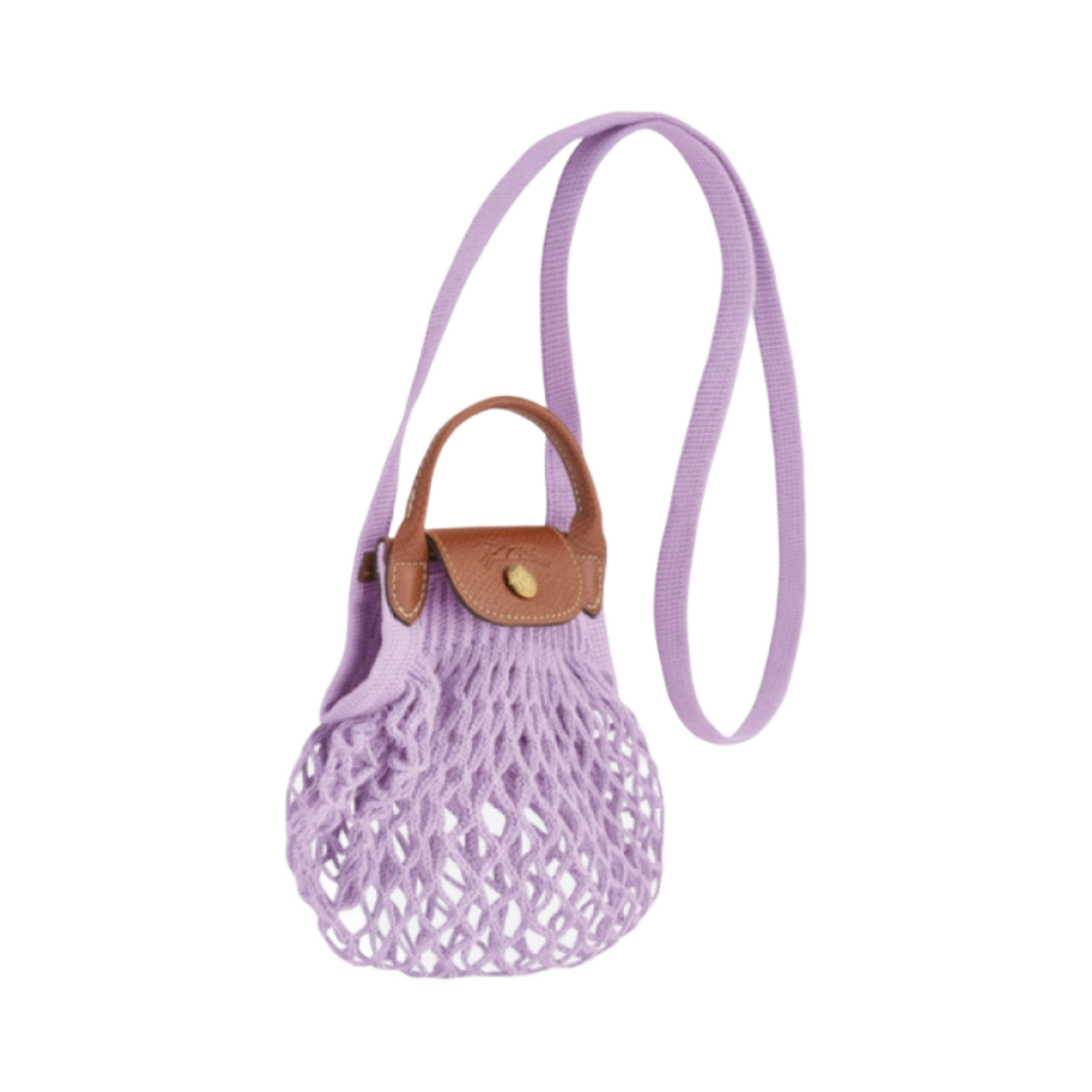 10139HVH356 Longchamp Le Pliage Filet Crossbody Bag XS Lilac - #2