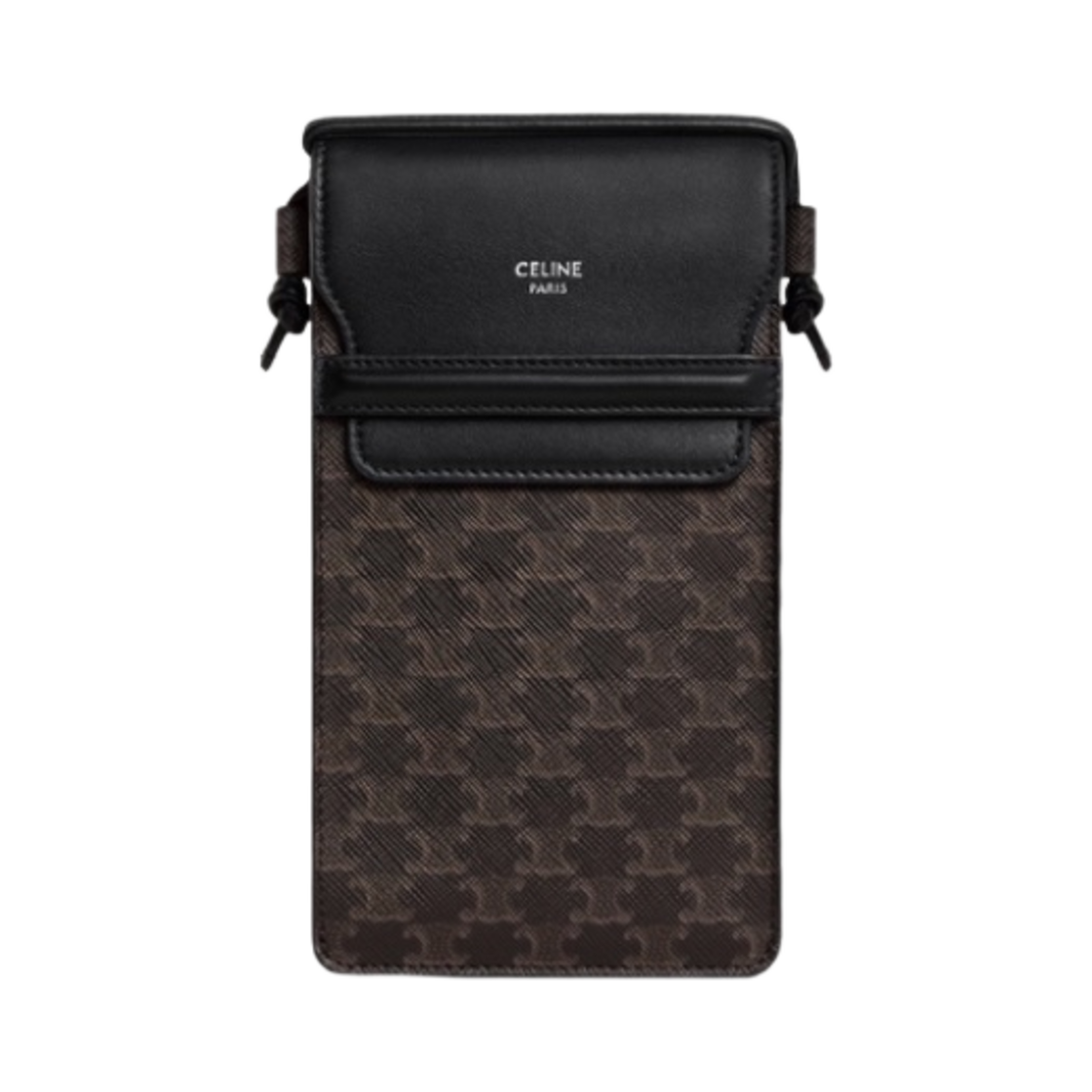 셀린느 트리옹프 캔버스 & 램스킨 플랩 폰 파우치 블랙(Celine Phone Pouch with Flap in Triomphe Canvas and Lambskin Black) - 2