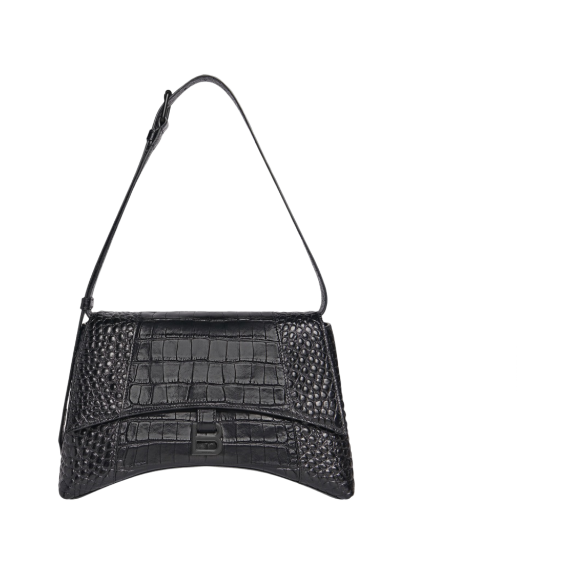 발렌시아가 다운타운 미디움 숄더백 크로커다일 엠보스 블랙(Balenciaga Downtown Medium Shoulder Bag Crocodile Embossed Black) - 1