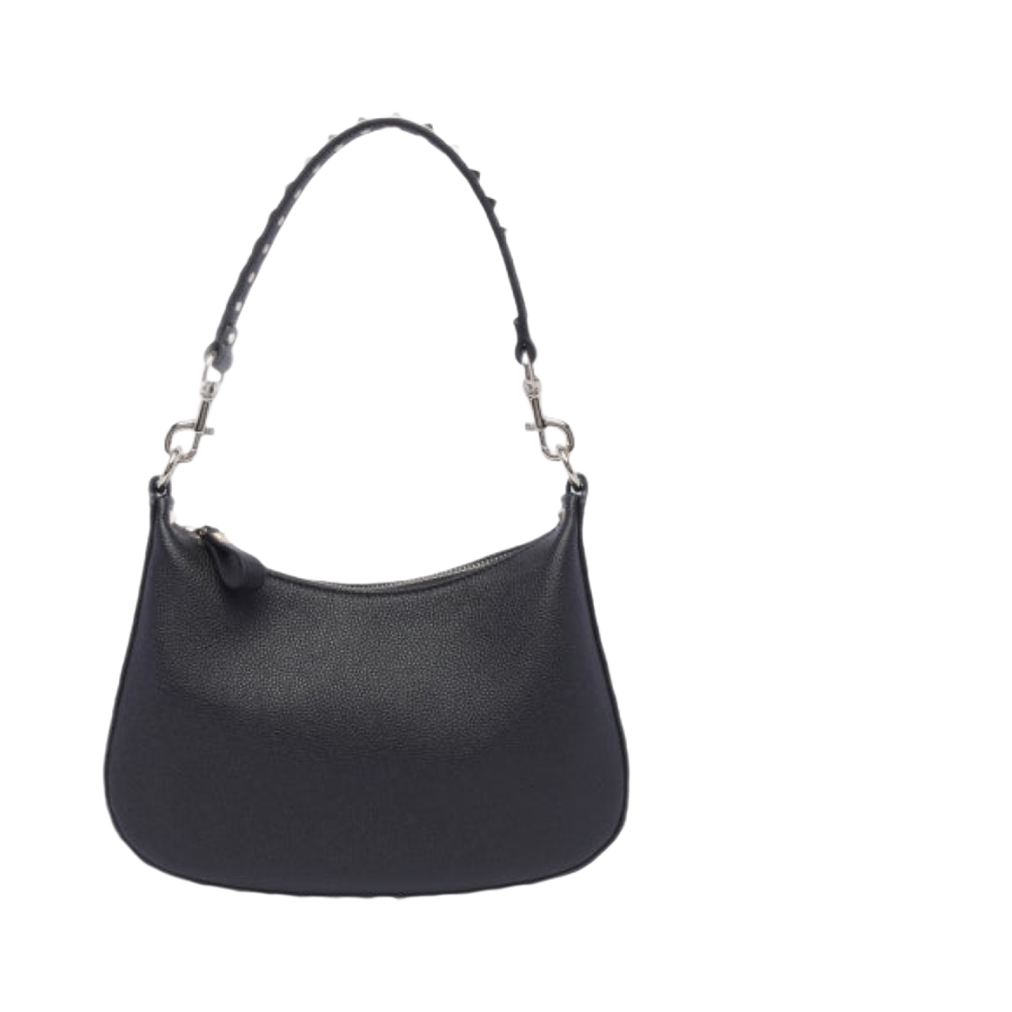 B0M37TAG0NO Valentino Rockstud Grainy Calfskin Small Hobo Bag Black