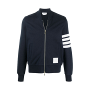 Thom Browne Loopback Terry Engineered 4-Bar Bomber Jacket Navy