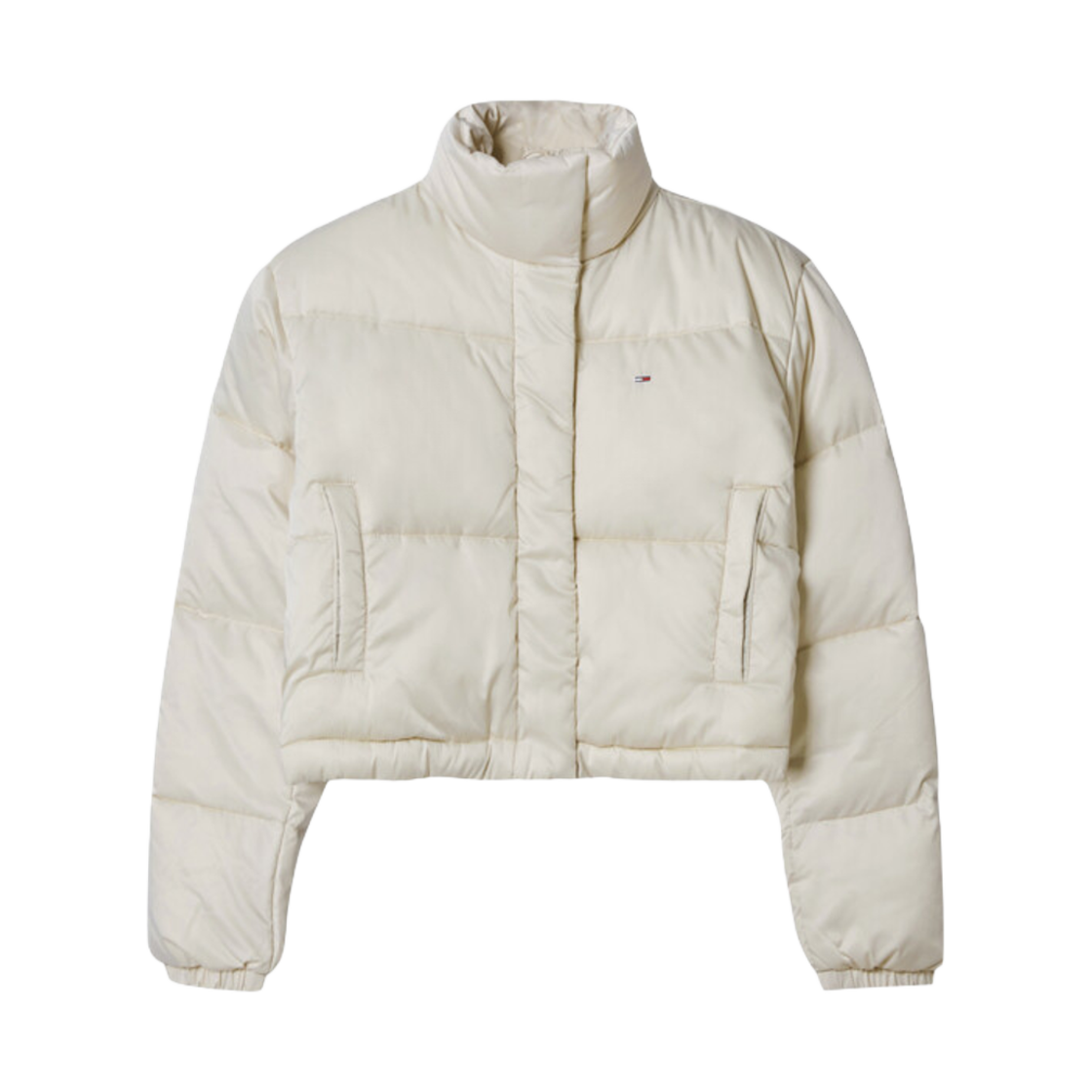 T32E6WJC11TWT1ACG (W) Tommy Jeans Cropped Satin Puffer Newsprint