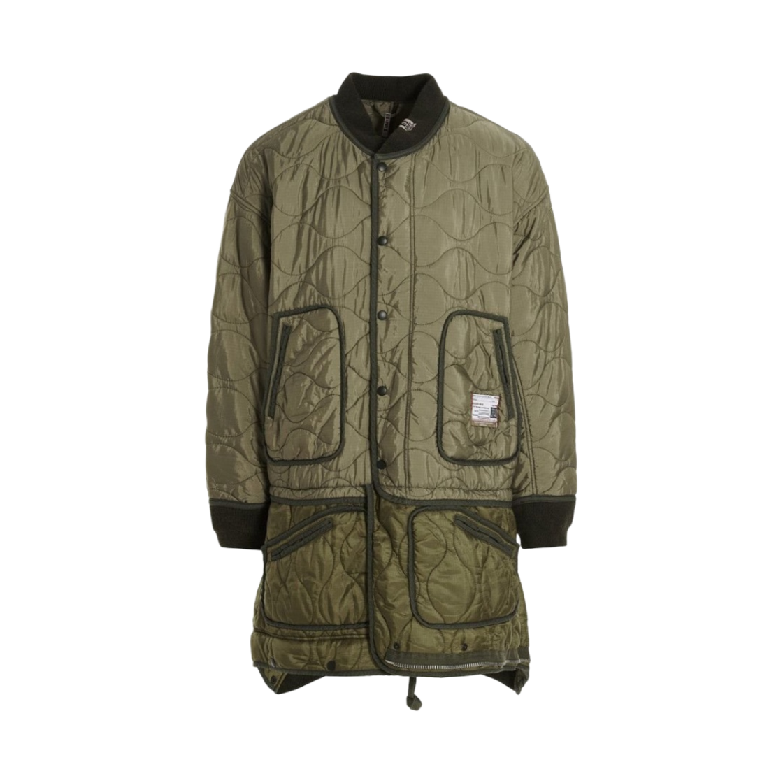 메종 미하라 야스히로 바텀 레이어드 퀼팅 코트 카키