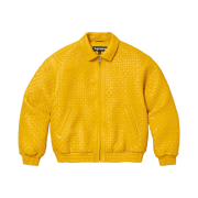 Supreme Woven Leather Varsity Jacket Yellow - 23FW