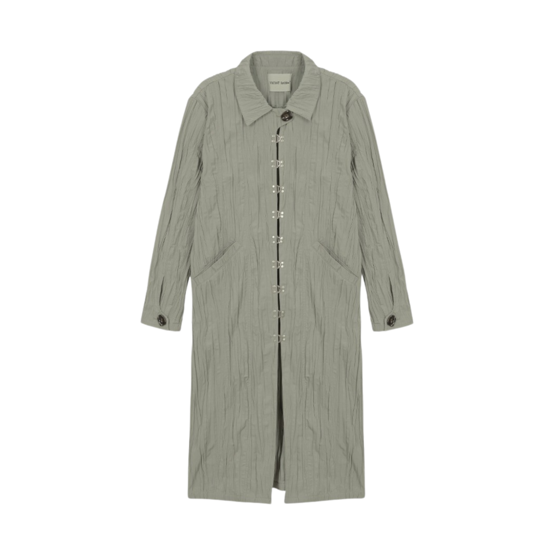 베이컨트 아카이브 유니섹스 하디드 링클 후크 코트 라이트카키(Vacant Archive Unisex Hadid Wrinkle Hook Coat Light Khaki)