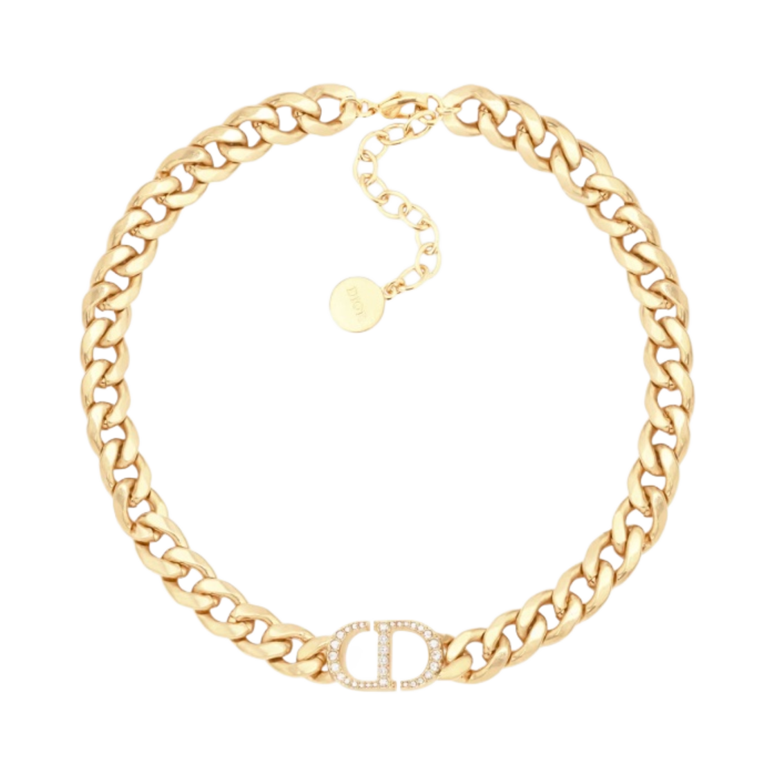 (W) 디올 30 몽테뉴 네클리스 골드 피니쉬 메탈 실버 톤 크리스탈((W) Dior 30 Montaigne Necklace Gold Finish Metal Silver Tone Crystals) - 1