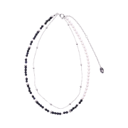 Nff Two Line Gemstone Pearl Necklace Black