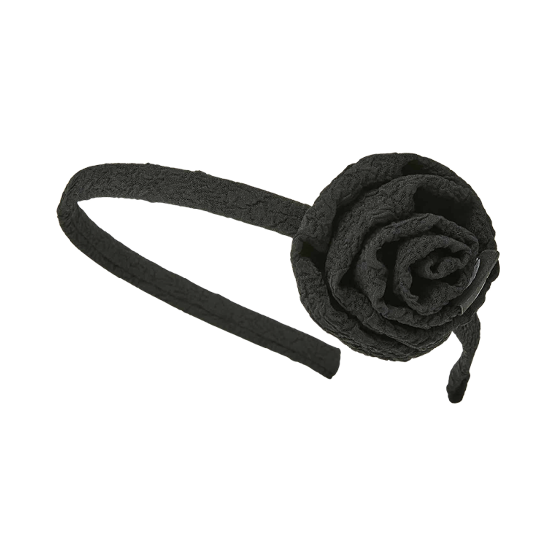 (W) 이미스 링클 코르사주 헤어밴드 블랙((W) Emis Wrinkle Corsage Hairband Black) - 1