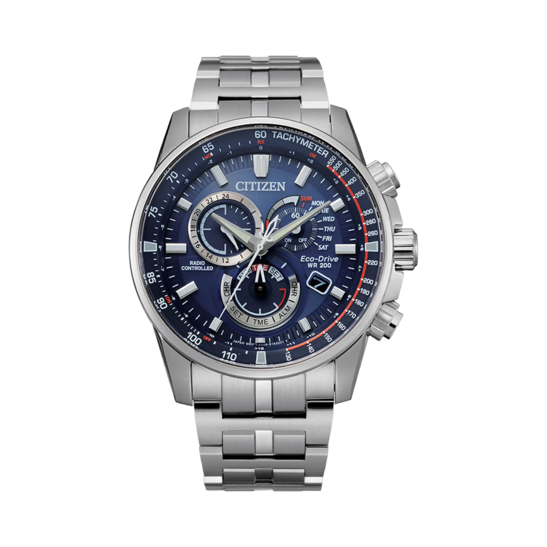 시티즌 글로벌 라디오 컨트롤 에코드라이브 42.5mm 스테인리스 스틸 블랙 블루 실버(Citizen Global Radio Controlled Eco-Drive 42.5mm Stainless Steel Black Blue Silver) - 1