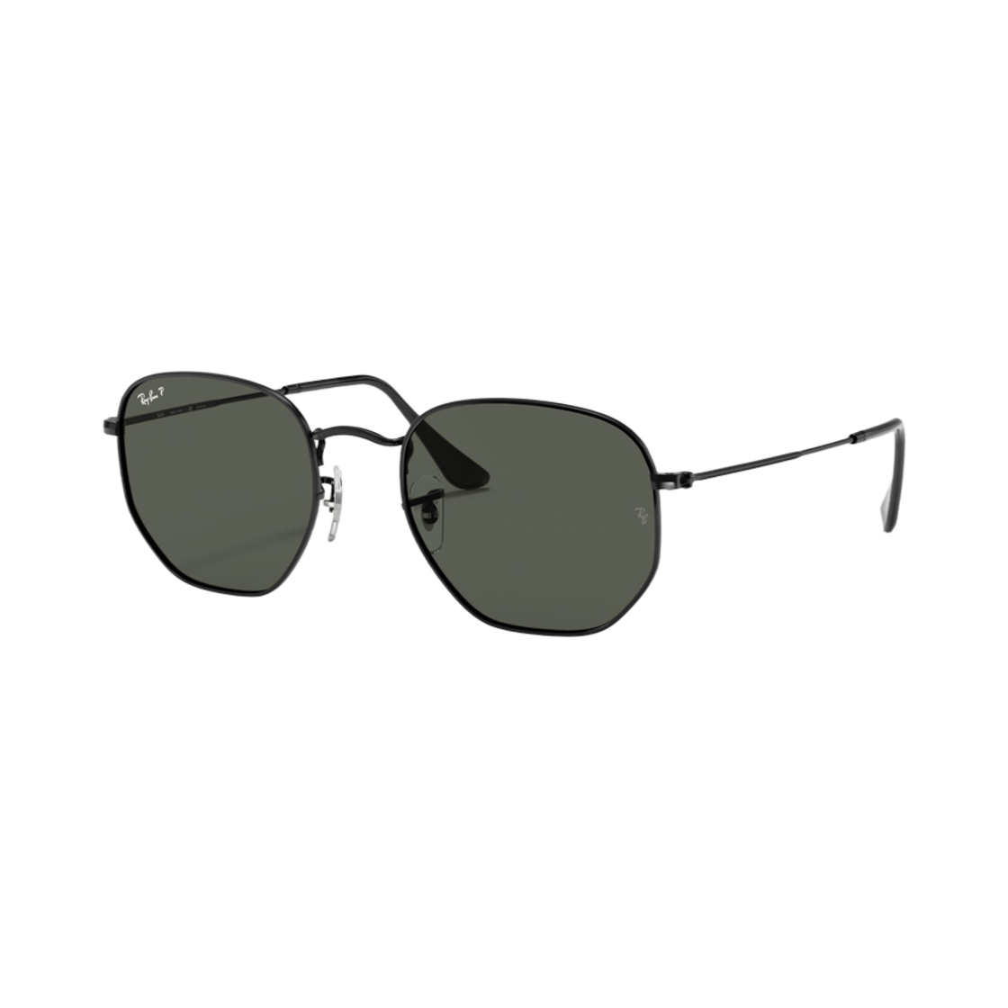 레이밴 헥사고날 폴리쉬드 블랙 프레임 그린 클래식 G-15 렌즈 하이 브릿지 핏(Ray-Ban Hexagonal Polished Black Frame Green Classic G-15 Lenses High Bridge Fit) - 1