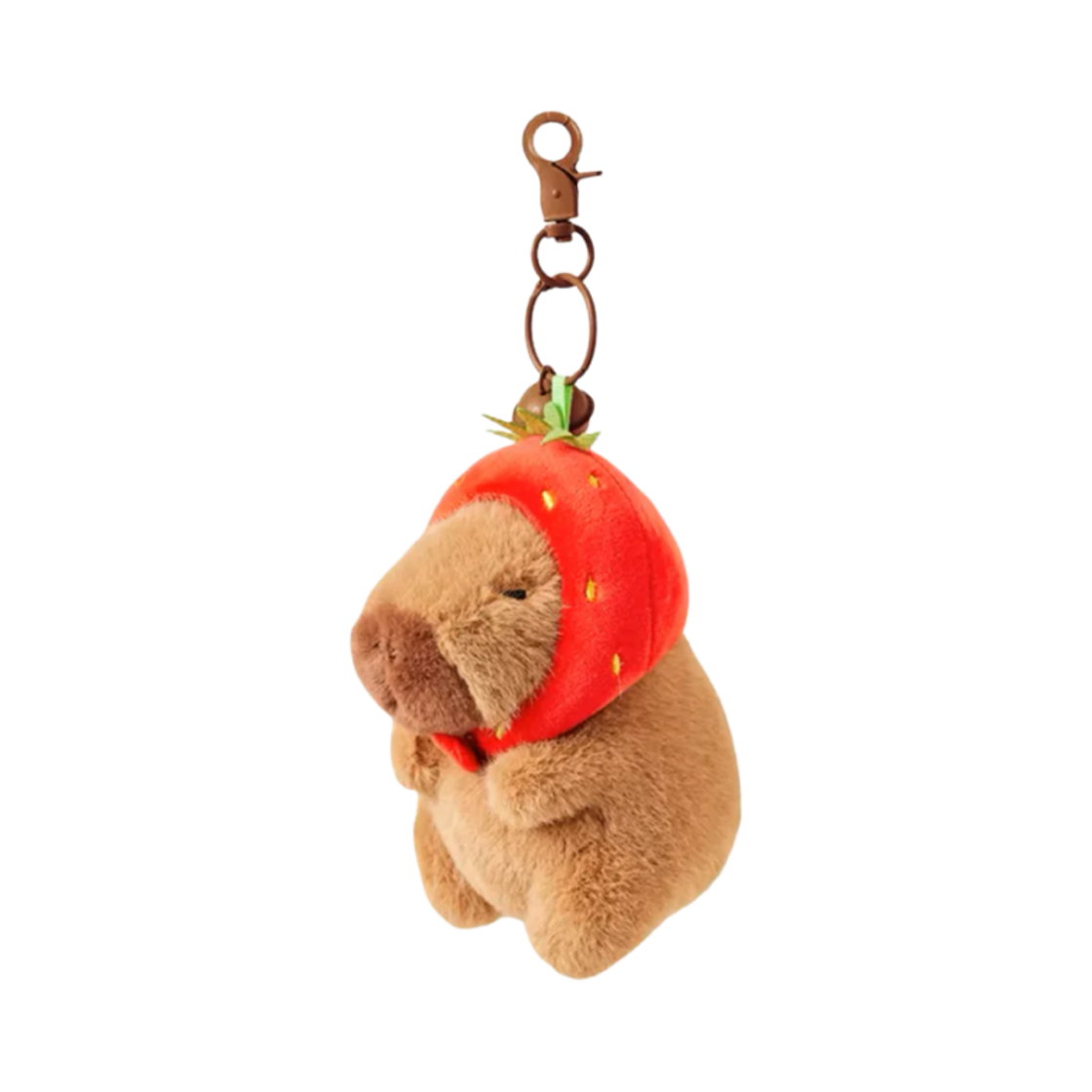 더 그린 파티 카피바라 딸기 모자 키체인 브라운(The Green Party Capybara Strawberry Hat Keychain Brown)