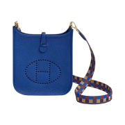 Hermes Evelyne 16 Amazone Bag Clemence & Gold Bleu Royal Bleu Billard Biscuit Rough H