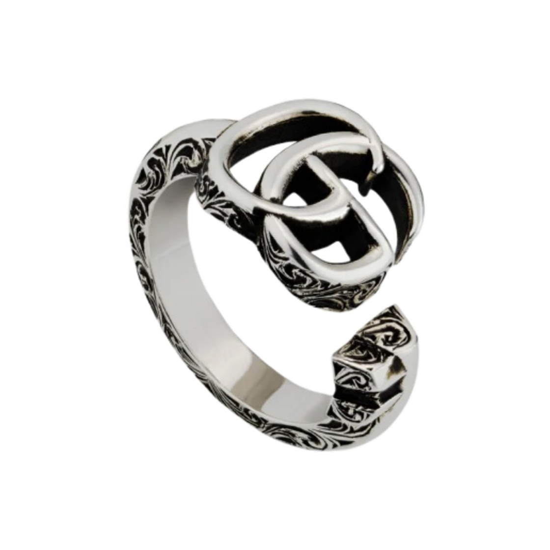 구찌 더블 G 키 링 실버 에이지드 피니쉬