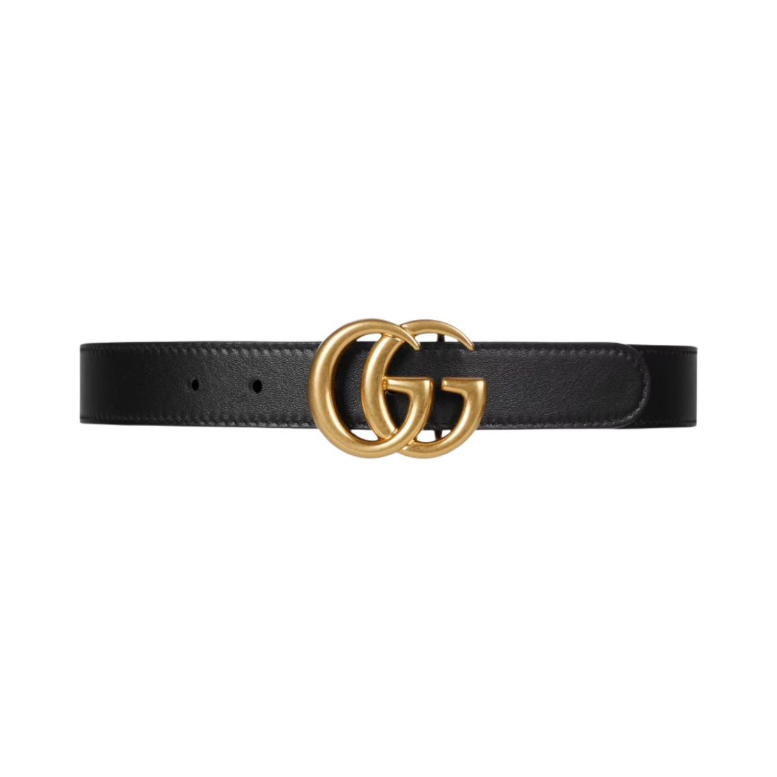 (키즈) 구찌 더블 G 레더 벨트 블랙((Kids) Gucci Double G Leather Belt Black) - 1
