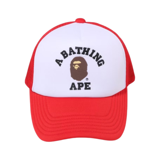 BAPE College Mesh Cap Red