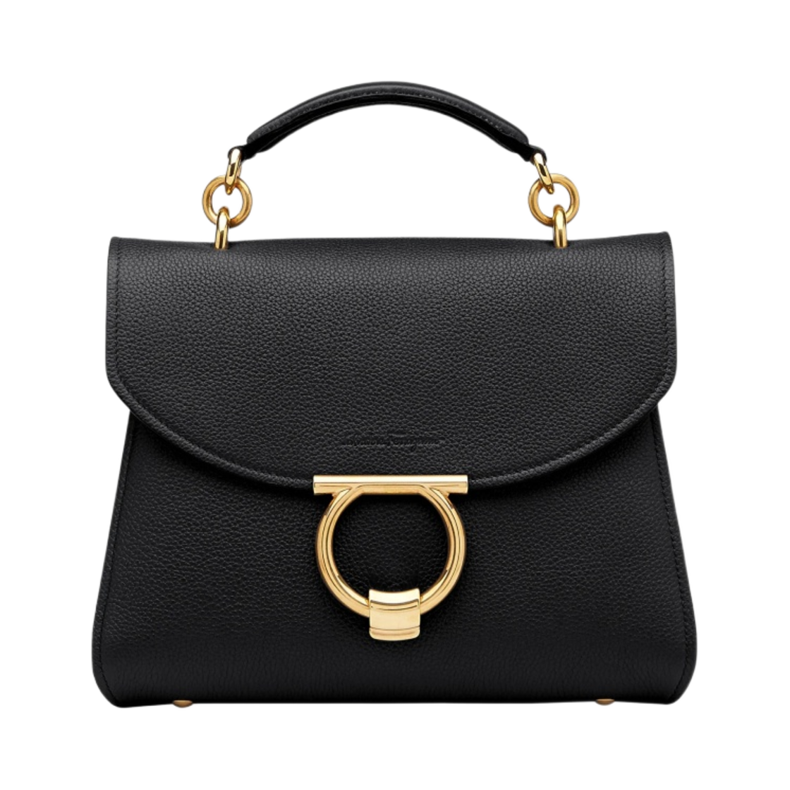 21H493-720168 Ferragamo Small Gancini Top Handle Bag Black