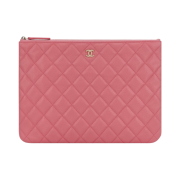 Chanel Medium Classic Pouch Grained Calfskin & Gold Pink