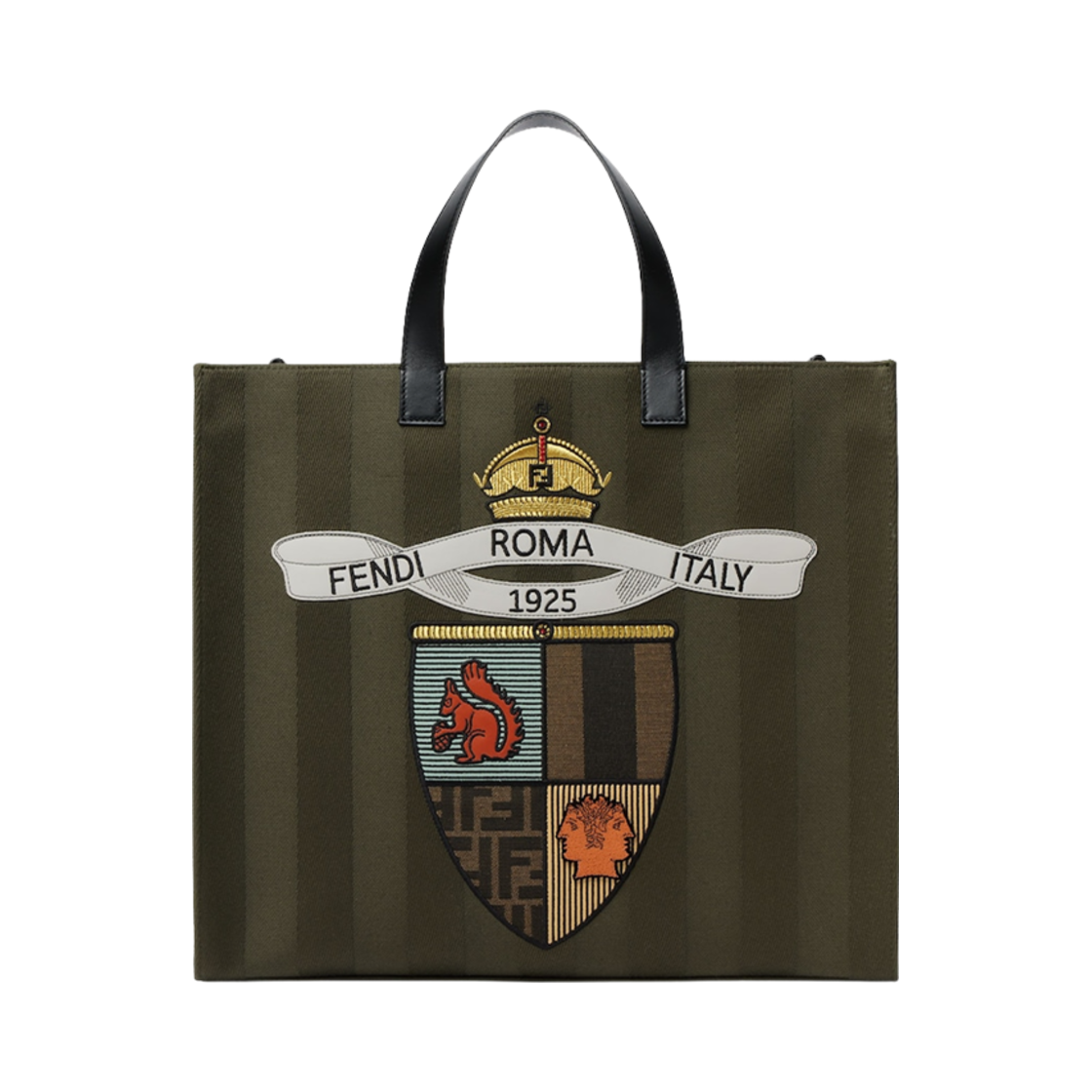 7VA390AU4TF1RZ8 Fendi Club Canvas Shopper Bag Green