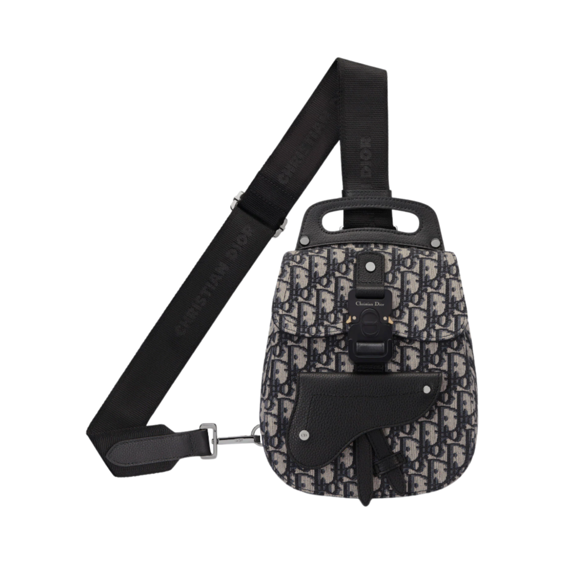 디올 미니 갤럽 슬링백 블랙 그레인드 카프스킨 베이지 & 블랙 디올 오블리크 자카드(Dior Mini Gallop Sling Bag Black Grained Calfskin Beige & Black Dior Oblique Jacquard) - 3