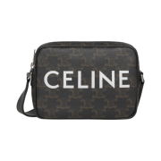Celine Mini Messenger in Triomphe Canvas with Celine Print Black