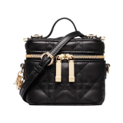 Dior Micro Lady Vanity Case Cannage Lambskin Black Gold