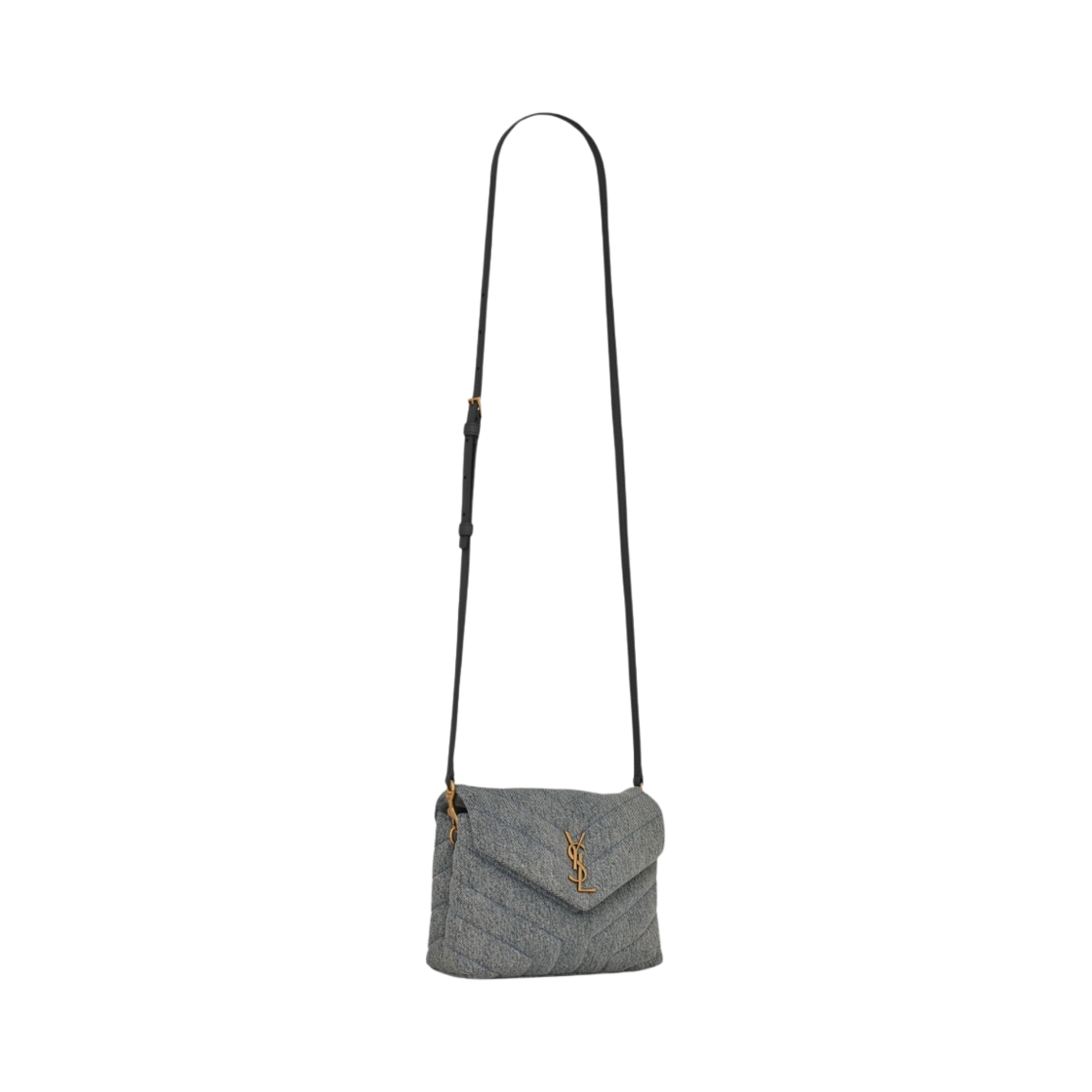 생로랑 퀼티드 데님 토이 루루 블루 그레이 라이트 아주르(Saint Laurent Toy Loulou in Quilted Denim Blue Grey Light Azur) - 2