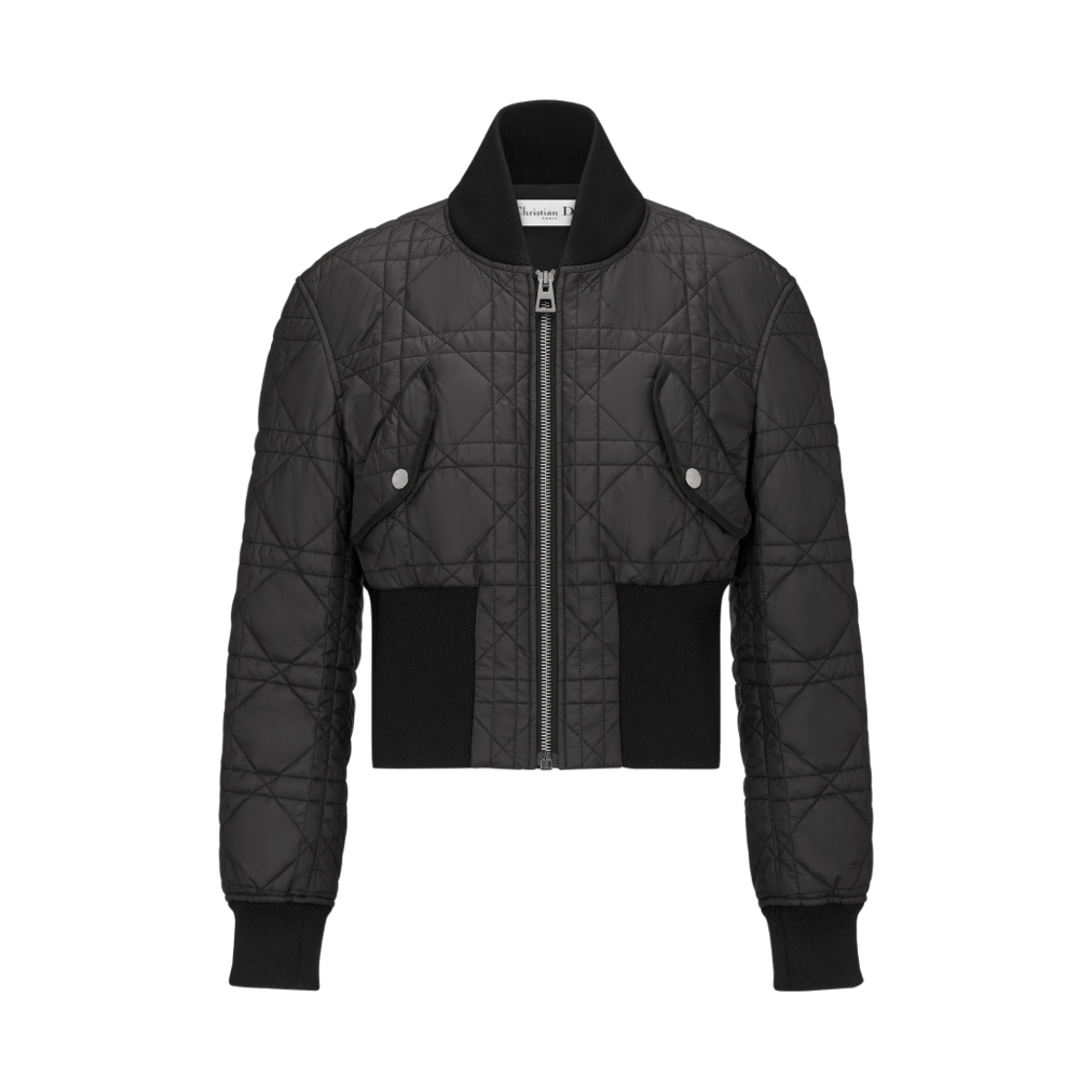 (W) 디올 매크로까나쥬 크롭 봄버 자켓 블랙((W) Dior Macrocannage Cropped Bomber Jacket Black) - 1