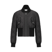 (W) Dior Macrocannage Cropped Bomber Jacket Black